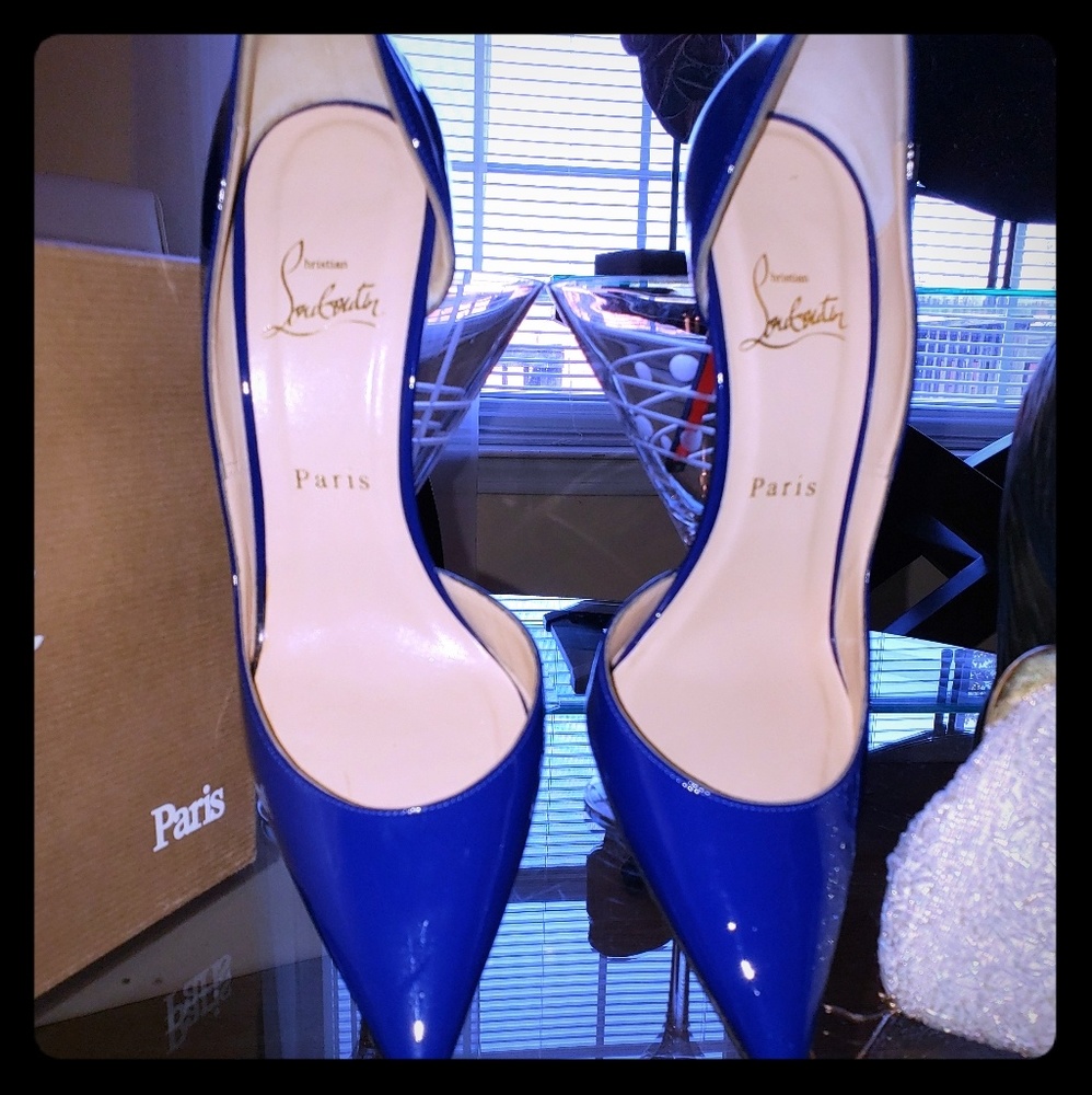 Christian Louboutin blue patent leather sz 8.5
